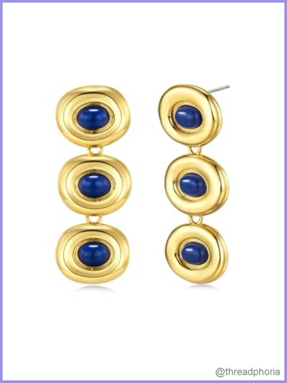 18K Gold Plated Lapis Lazuli Dangle Drop Earrings for Women